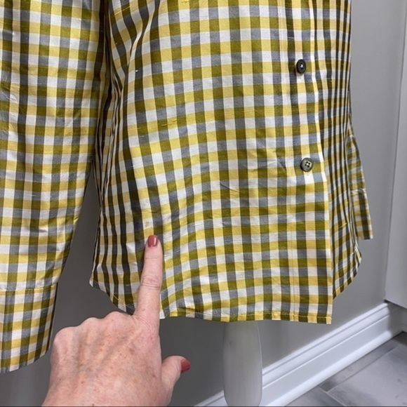 Linda Allard Ellen Tracy Check Silk Shirt - Picture 4 of 6